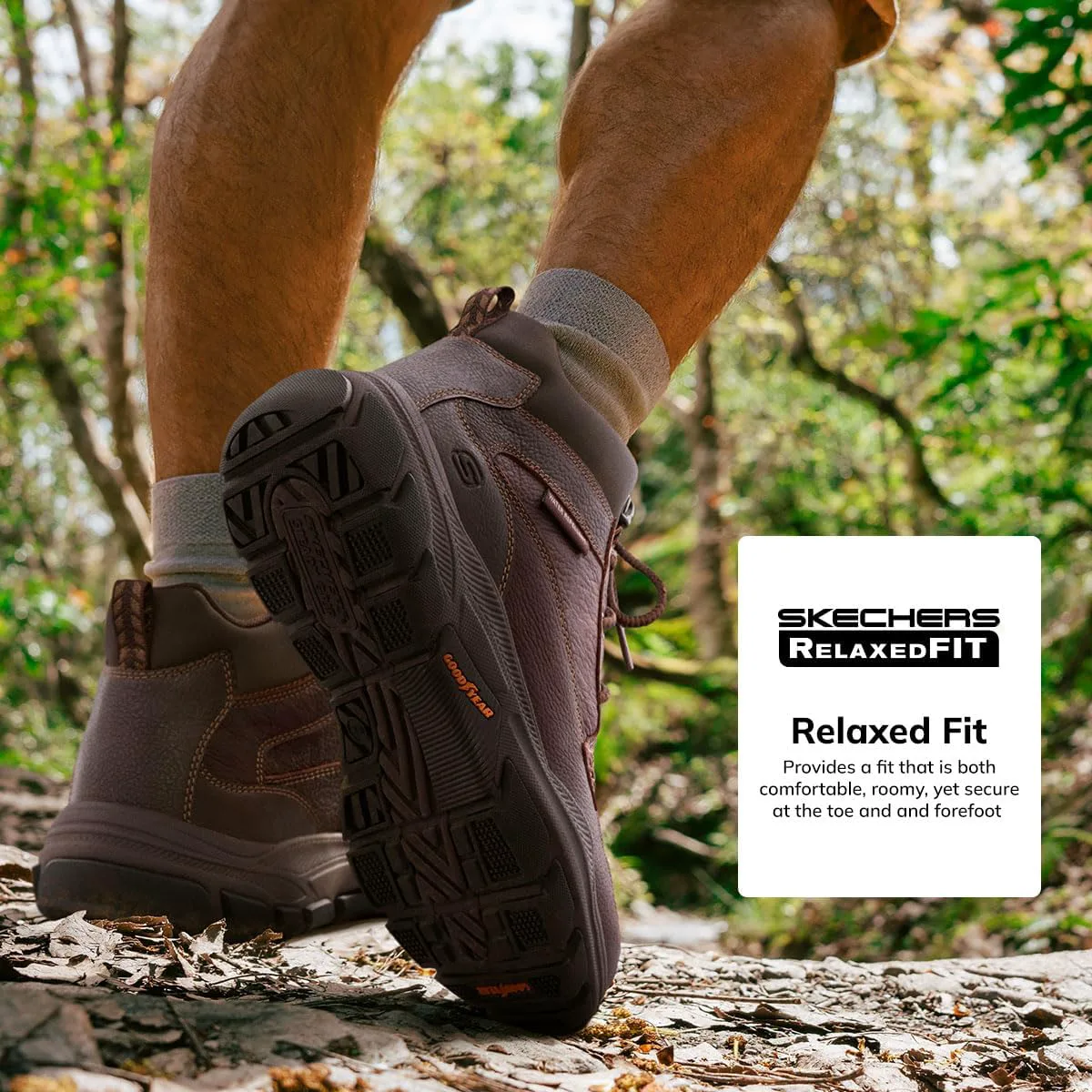 Мужские кроссовки Skechers Respected-Boswell с кожаным верхом и мокой, красный/коричневый — фото 2