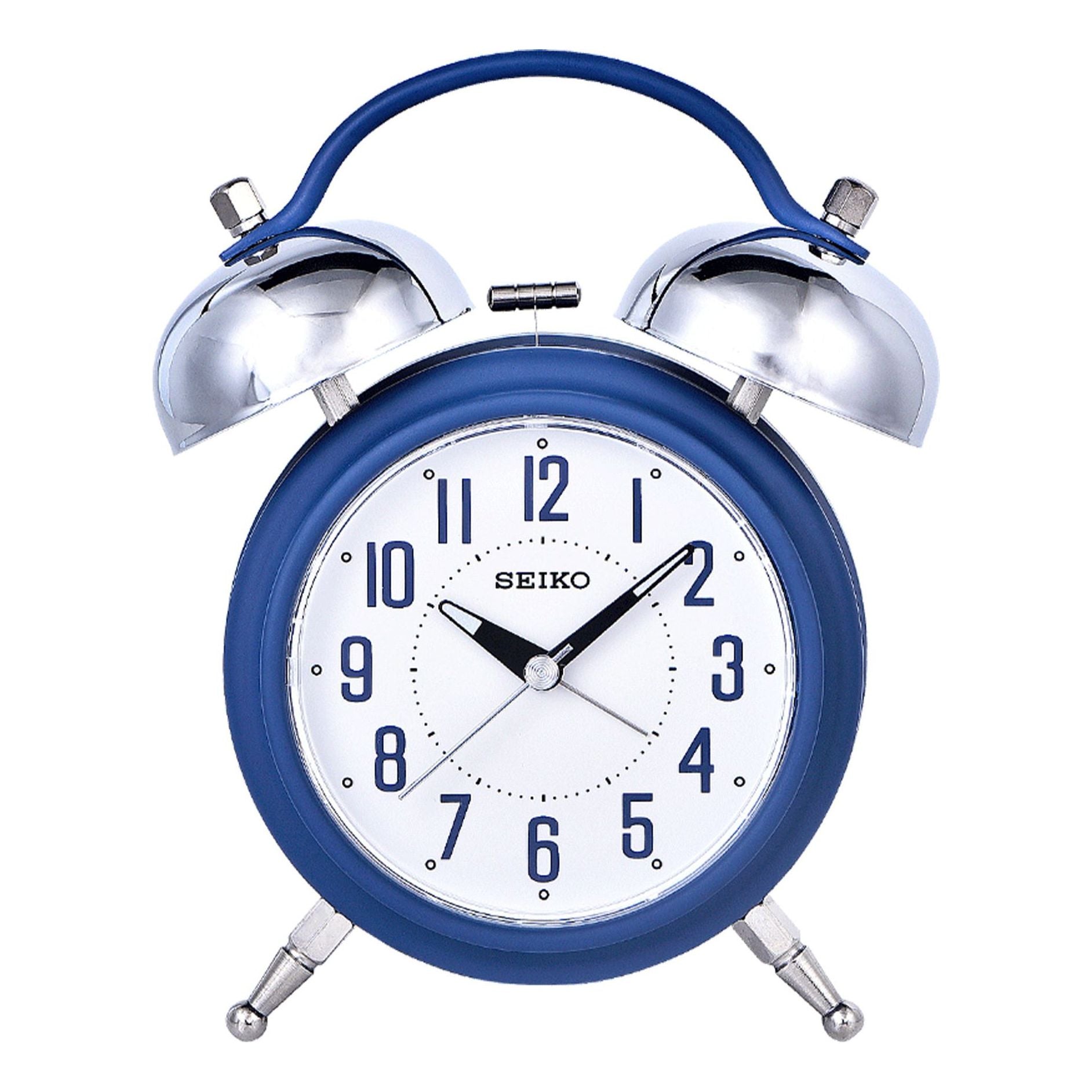 

Бесшумный механический будильник Seiko, сине-белый