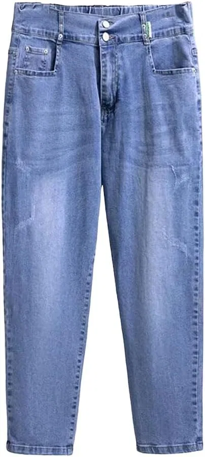 Джинсы oversize, stretchy, синие