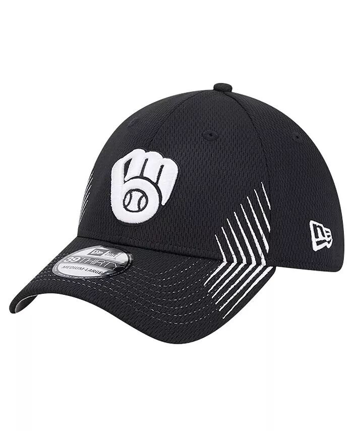 

Мужская черная кепка Milwaukee Brewers Active Dash Mark 39THIRTY Flex New Era, черный