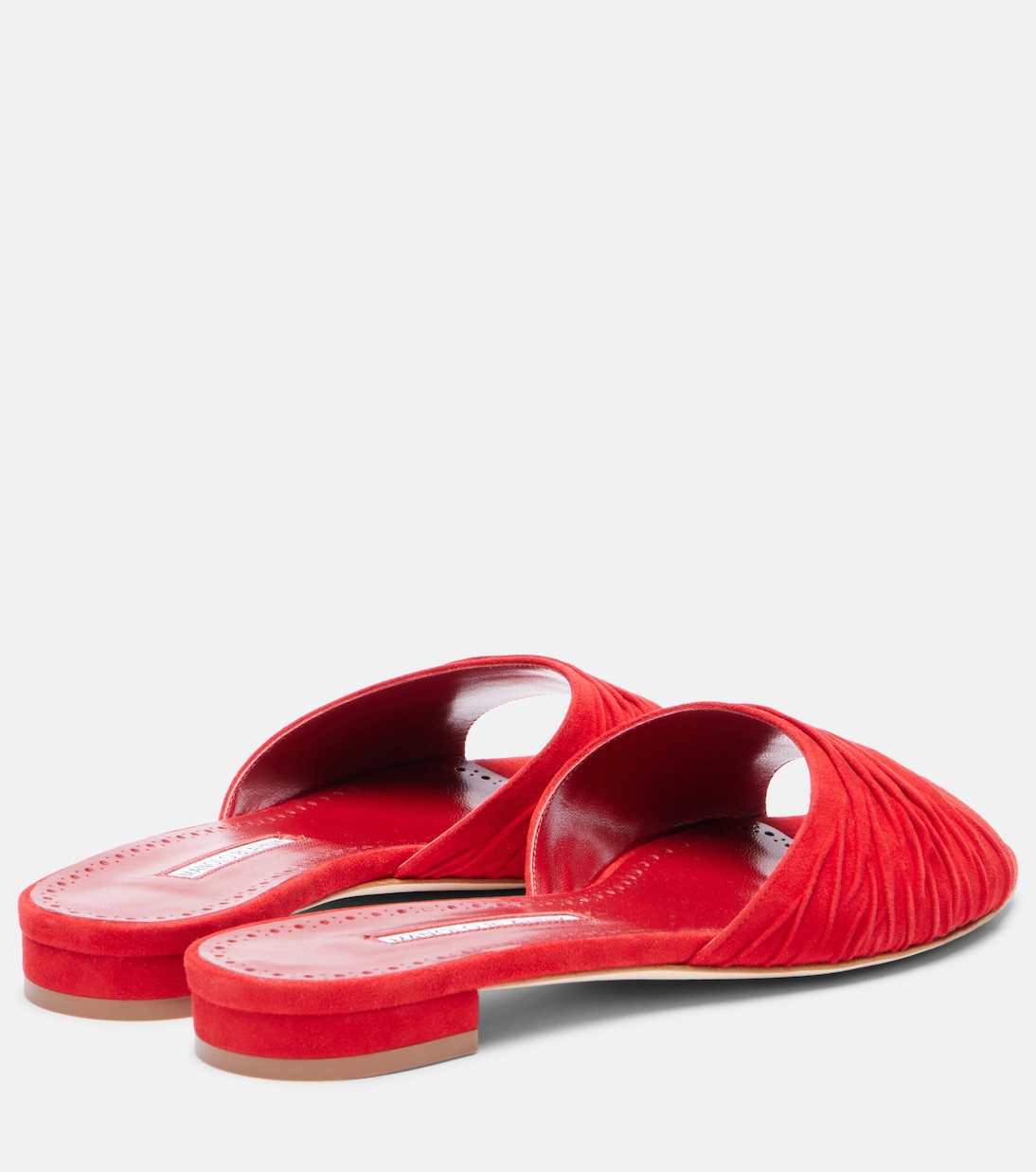 Пирфлат слайды из замши с эффектом сборки Manolo Blahnik, 6208 Bred — фото 2