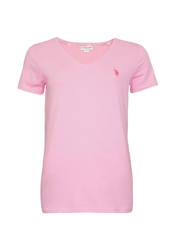 Футболка с коротким рукавом и V-образным вырезом U.S. Polo Assn., розовая — фото 4