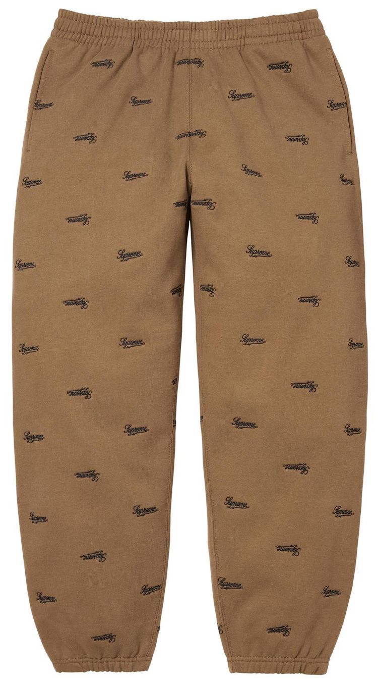 

Спортивные штаны Supreme Repeat Script цвета «темный хаки»