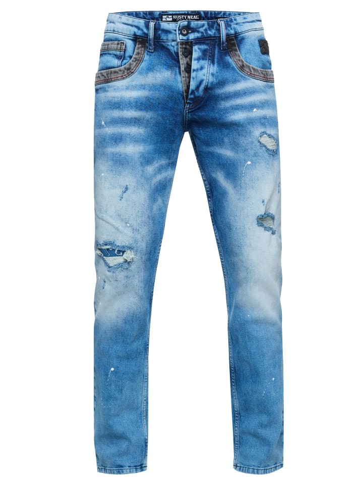 

Rusty Neal Джинсы "YOKOTE" прямого кроя, выцветшие, светло-голубого цвета