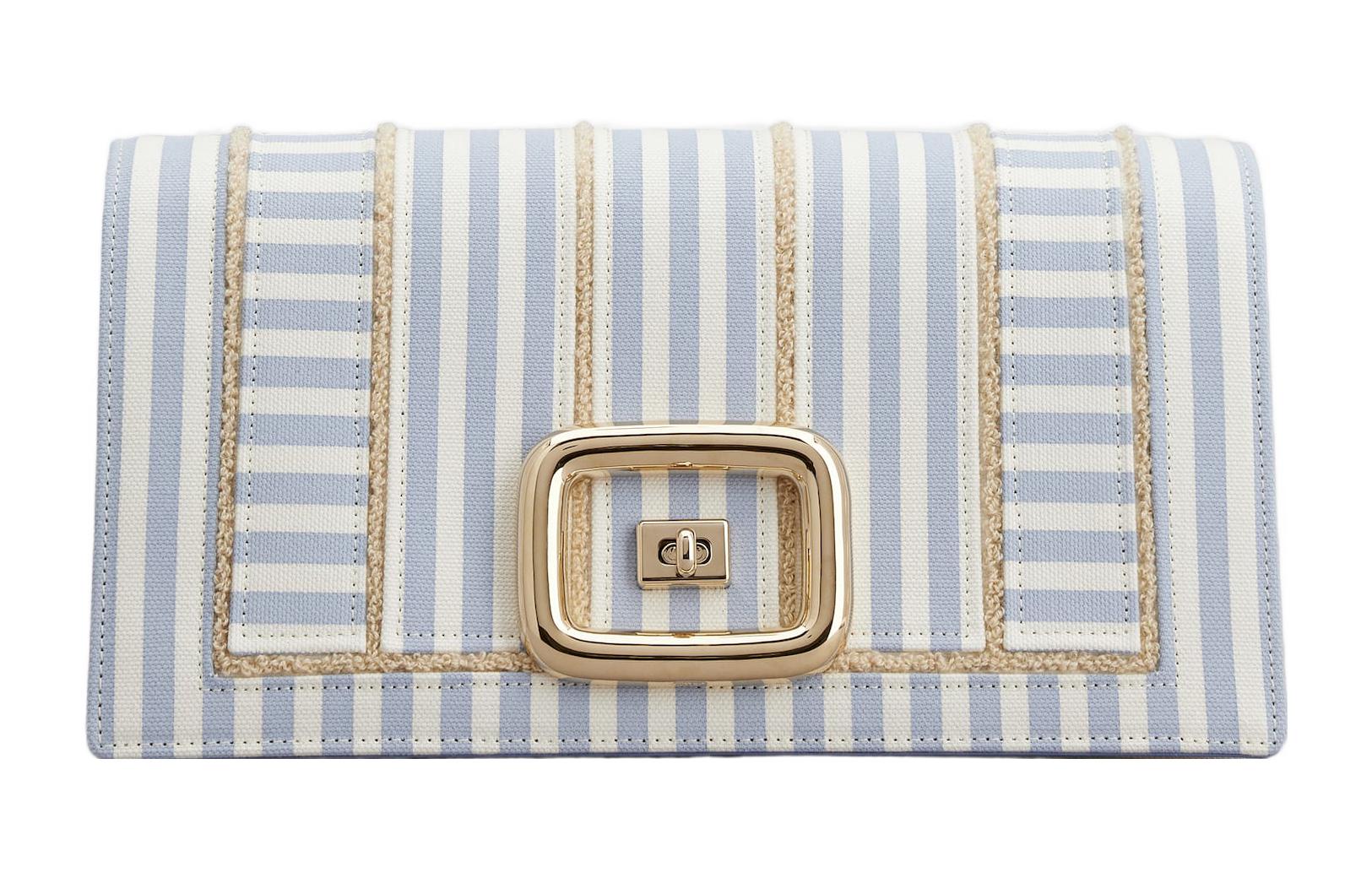 

Тканевый портативный клатч на одно плечо через плечо Повседневный Женский Светло-голубой/Белый Roger Vivier