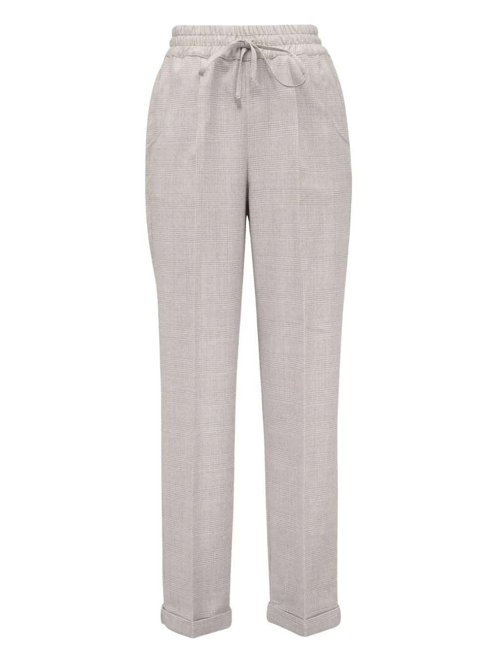 

Клетчатые брюки с завязкой на талии Kiton, нейтральный