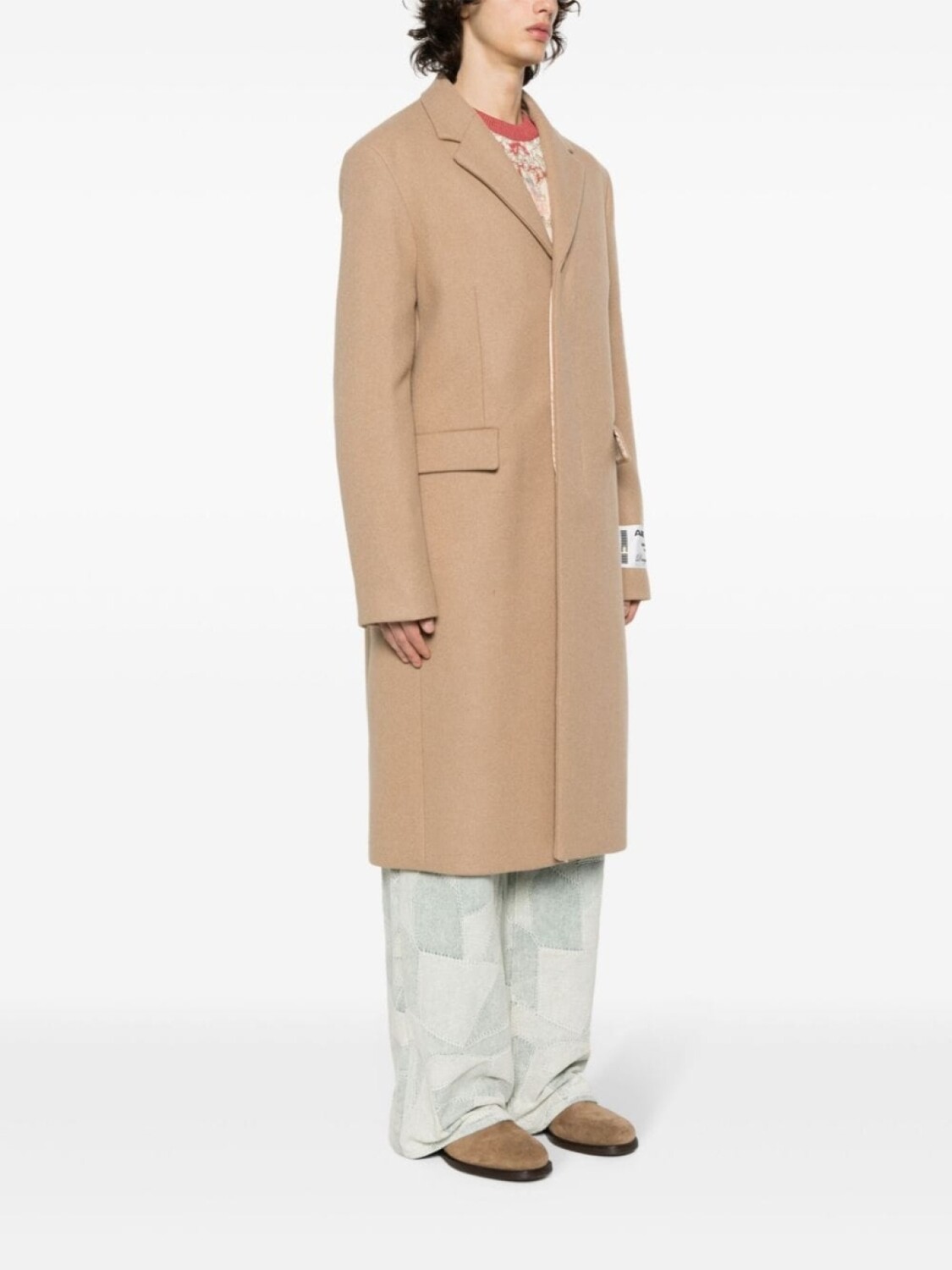 Однобортное пальто из смесовой шерсти Acne Studios, коричневый — фото 3