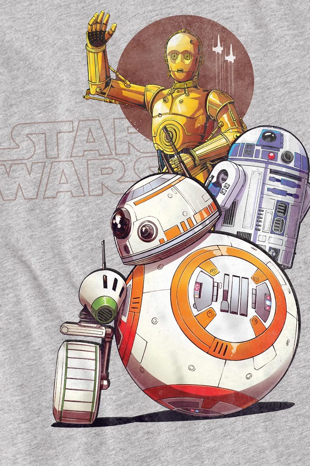 Детский свитшот с принтом Star Wars Droid Squad, светло-серый — фото 2