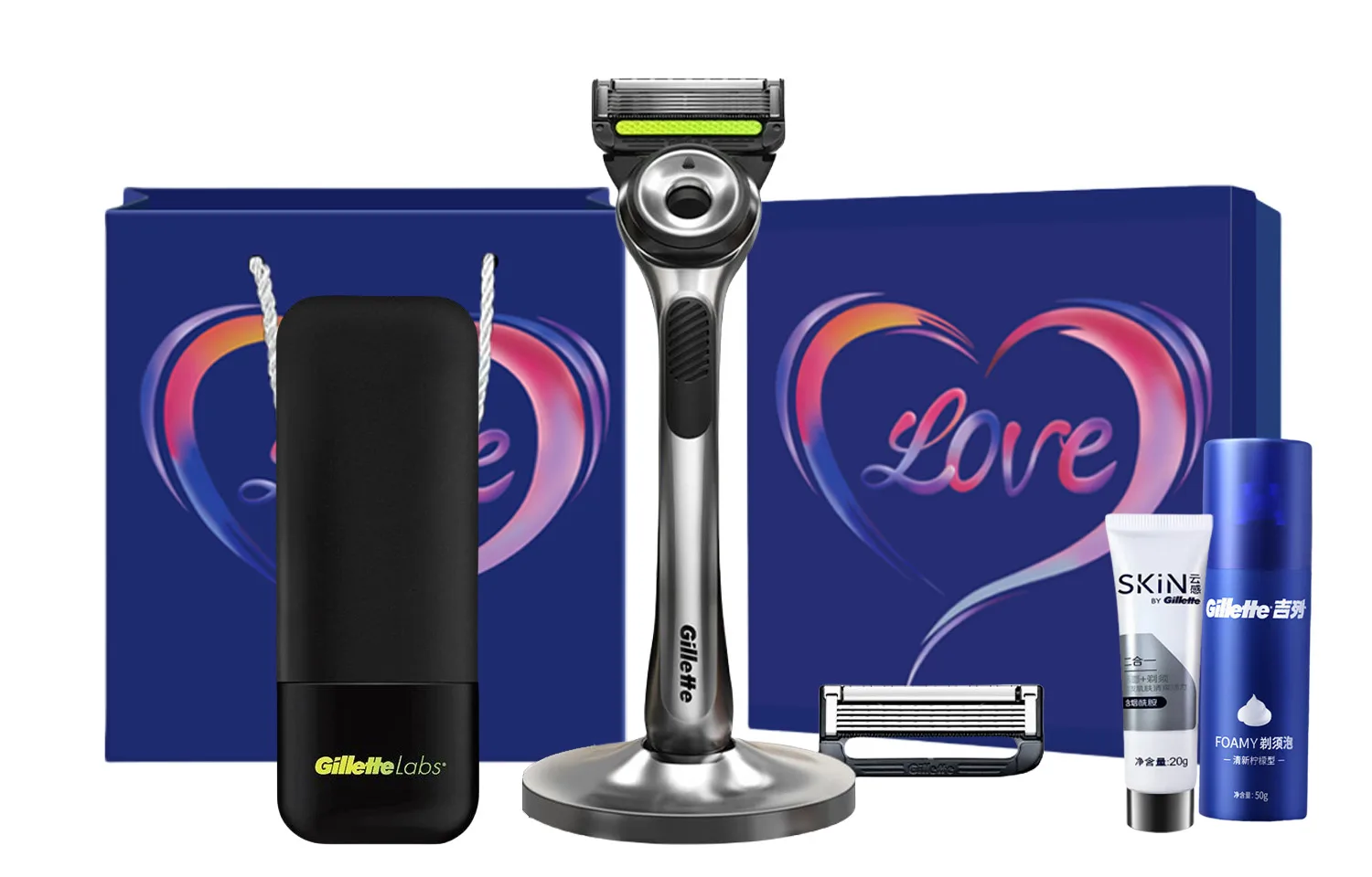 Набор для бритья мужской Gillette, Aurora 2-Blade Space Box (Includes Magnetic Storage Box+Shaver+Cleanser) — фото 2