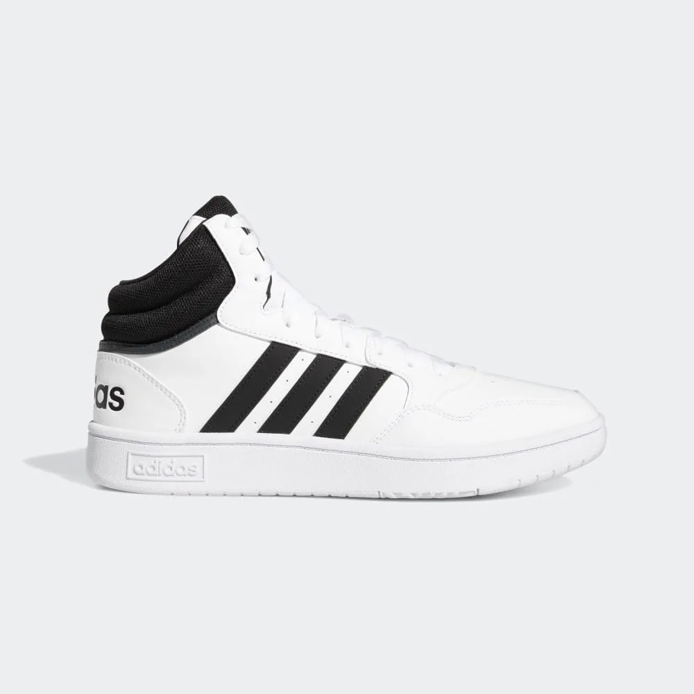 Мужские баскетбольные кроссовки Adidas Hoops 3.0 Mid Lifestyle в классическом винтажном стиле, белый/черный — фото 4