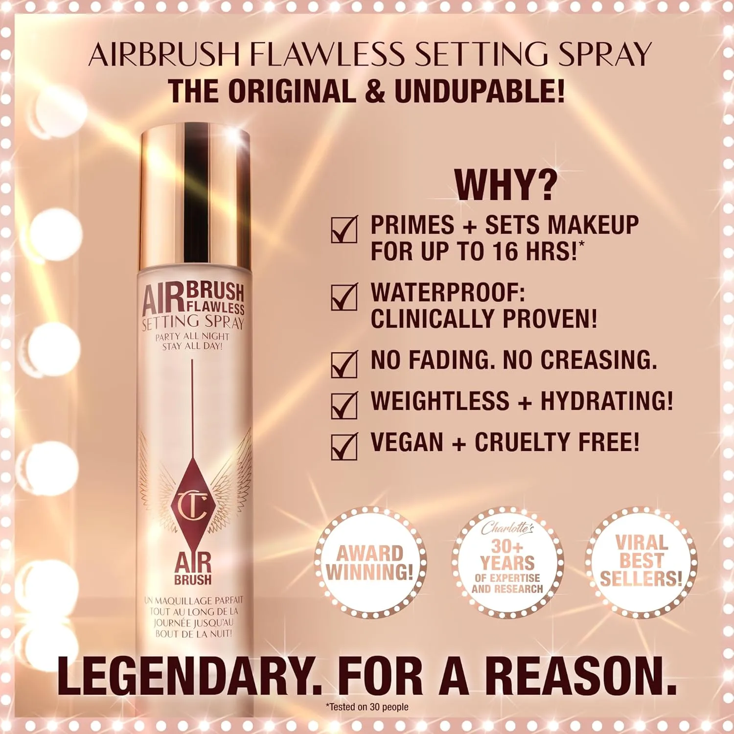 Фиксирующий спрей Charlotte Tilbury Airbrush Flawless Setting Spray - ультратонкий увлажняющий спрей для подготовки и фиксации макияжа до 16 часов - успокаивает, скрывает поры и смягчает кожу. 97,6 мл, Clear — фото 2