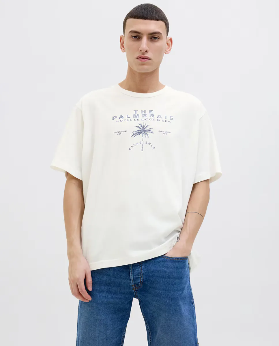 

Мужская футболка с коротким рукавом и принтом спереди Jack & Jones, белый