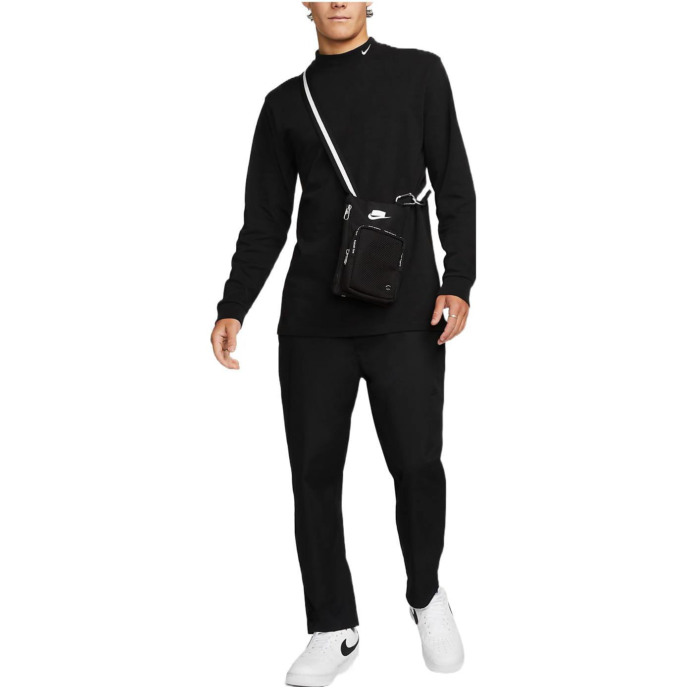 Футболка Nike AS M NL LS MOCK NECK SHIRT 'Black White' DX5869-010, черный — фото 3