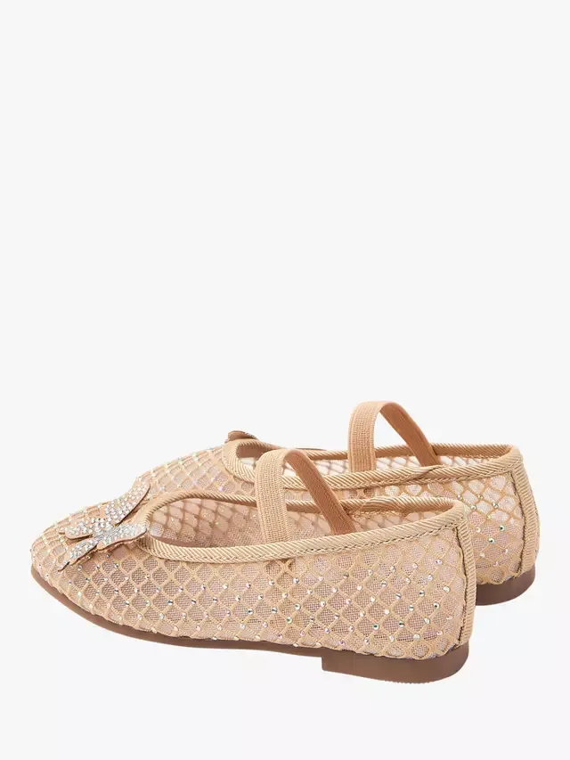Детские балетки из сетчатой ткани с бриллиантами, золотистые Angels by Accessorize — фото 3