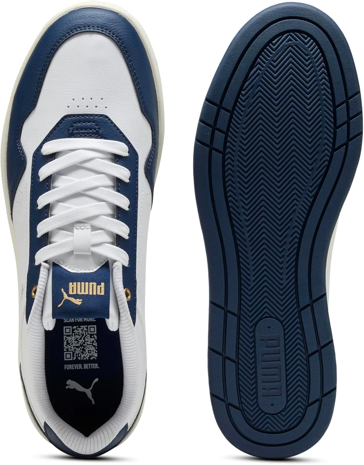Мужские спортивные кроссовки Puma Court Classic 353780, белый/синий/золотой — фото 4