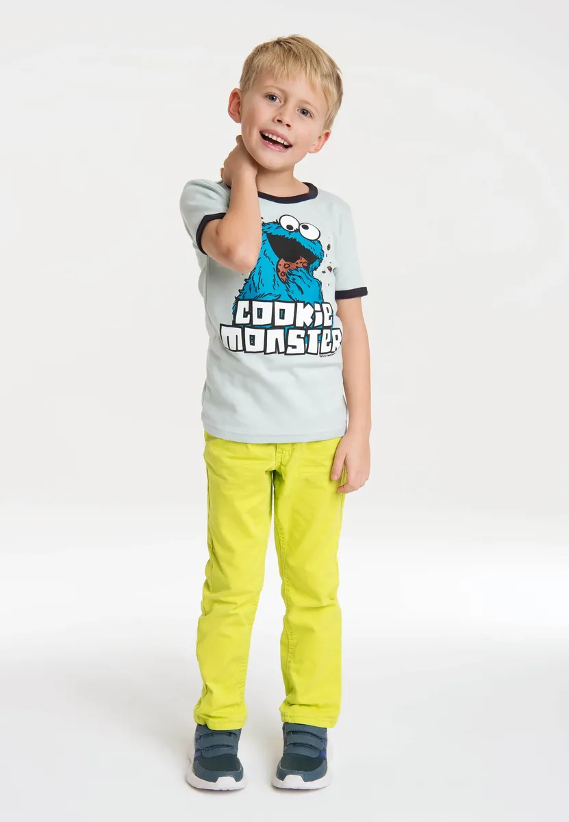 Футболка Logoshirt "Улица Сезам - Cookie Monster" с милым принтом Cookie Monster спереди, белый — фото 4