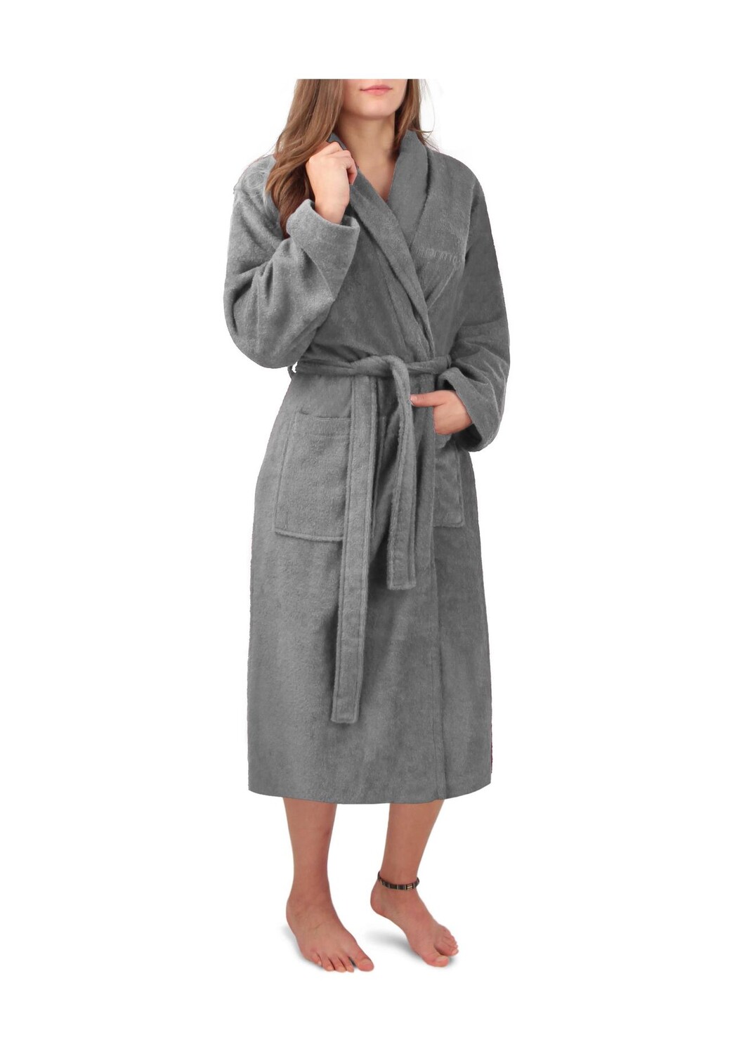 

Женский халат премиум класса базовый normani, серый