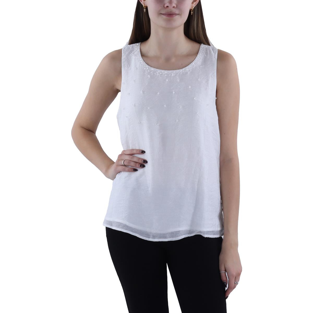 

Женская расшитая бисером майка Shell Vince Camuto, цвет new ivory