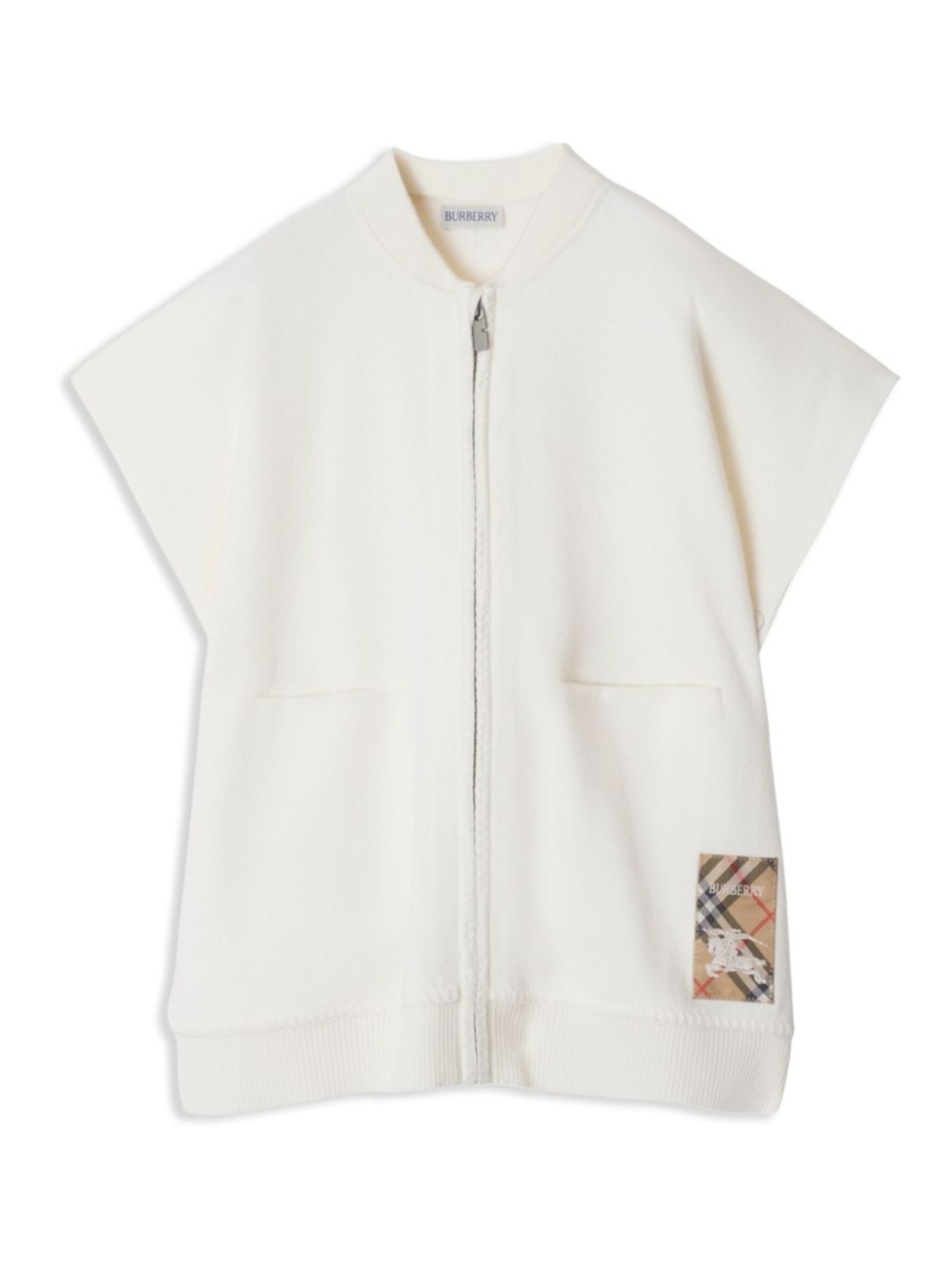 

Клетчатый кейп с нашивкой-логотипом Burberry Kids, белый