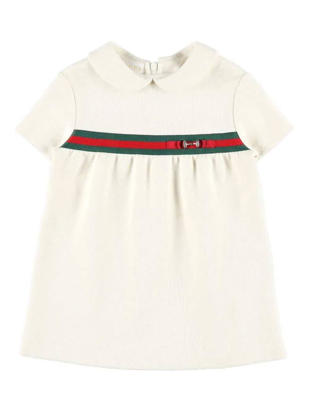Платье с круглым воротником и короткими рукавами Gucci Kids, нейтральный