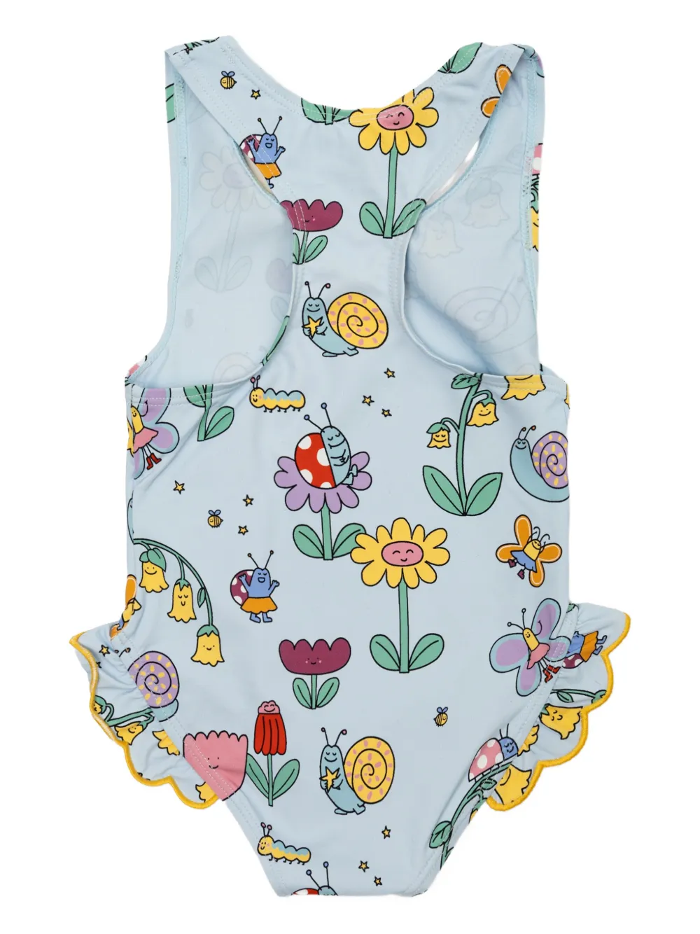 Купальник с оборками и графическим принтом Stella Mccartney Kids, синий — фото 2