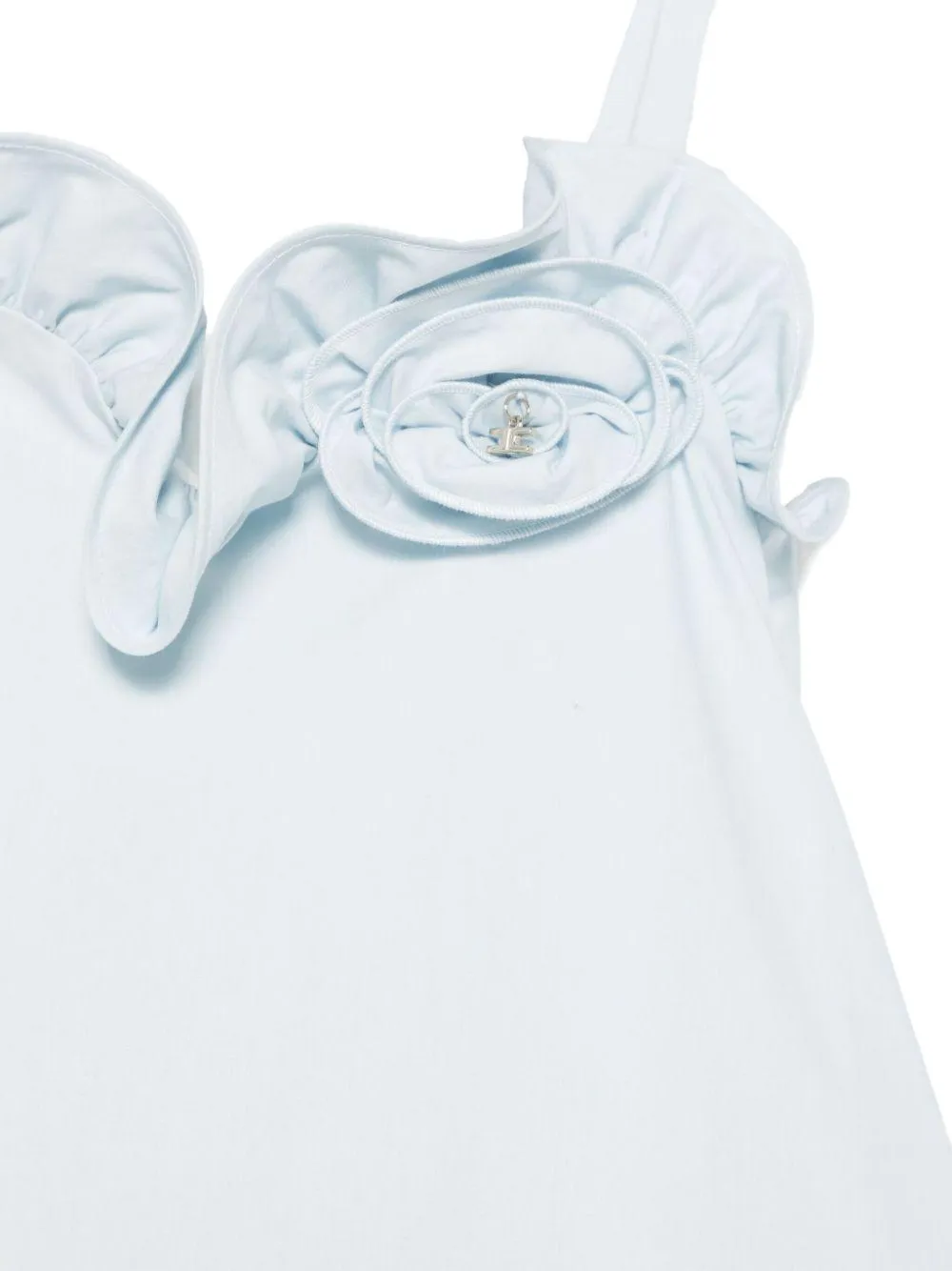 Платье с оборками и цветочным декором Elisabetta Franchi Kids, синий — фото 3