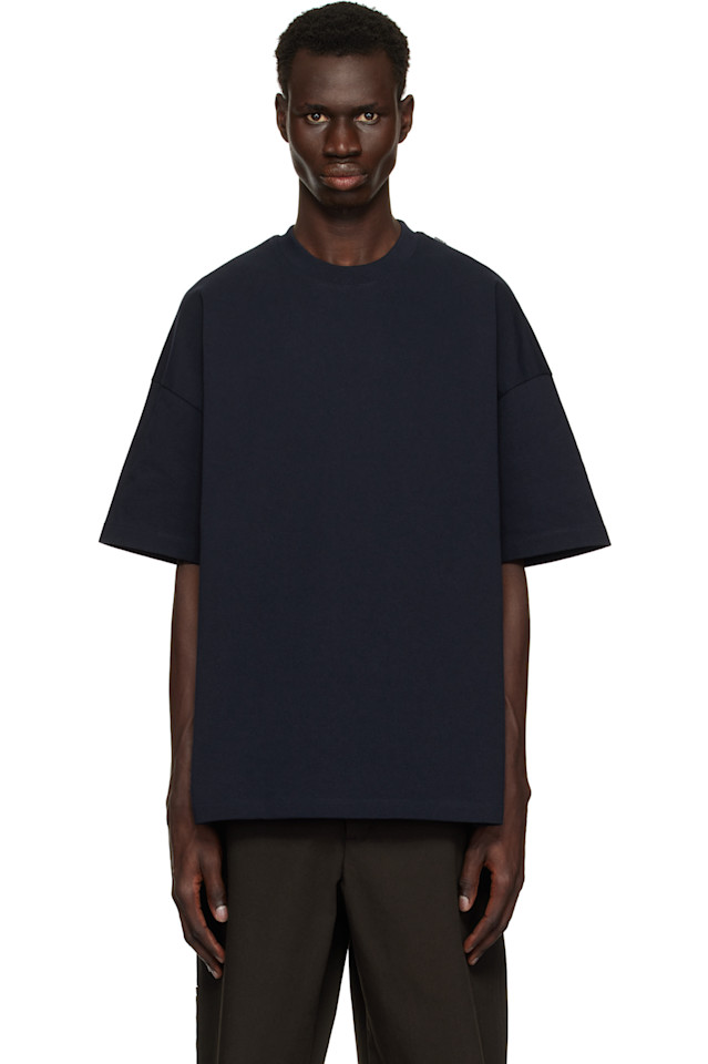 

Футболка с логотипом на плече Jil Sander, синий