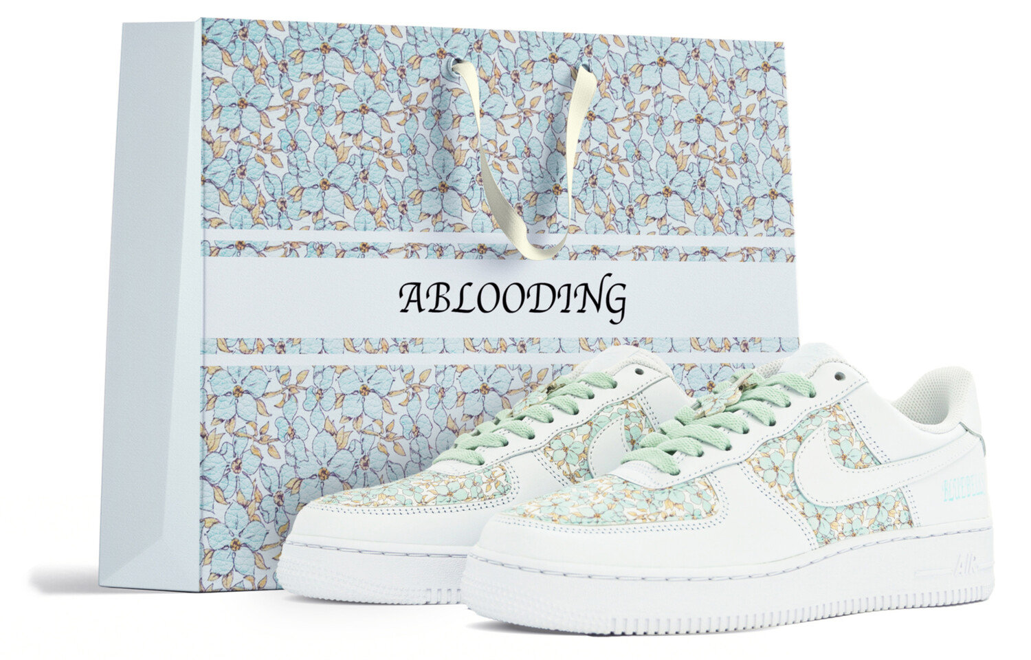 

Кроссовки Nike Air Force 1 Skateboard Shoes Women's Low-Top White Blue/Green