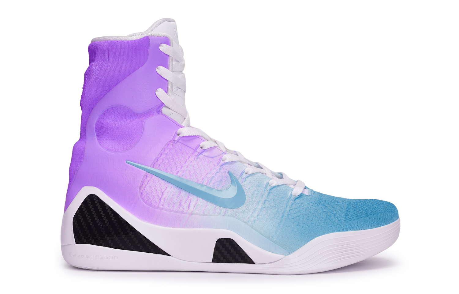 Кроссовки баскетбольные Nike Kobe 9 противоскользящие высокие унисекс белый черный синий фиолетовый — фото 4