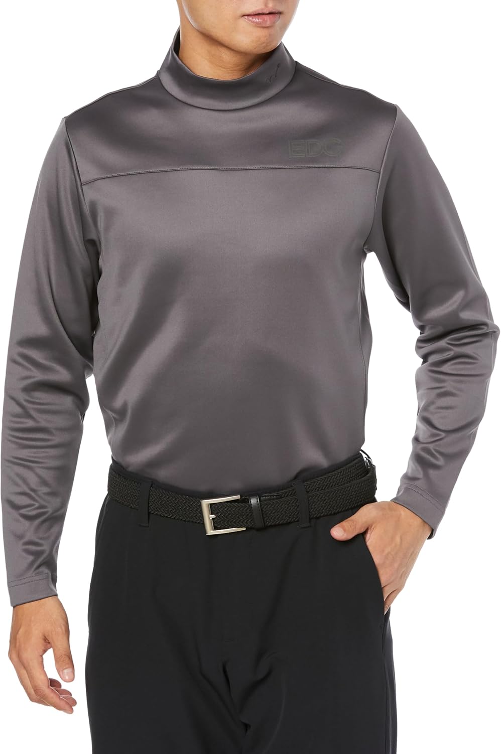 

Мужская футболка с высоким воротником и длинным рукавом Edwin Golf Golf, темно-серый