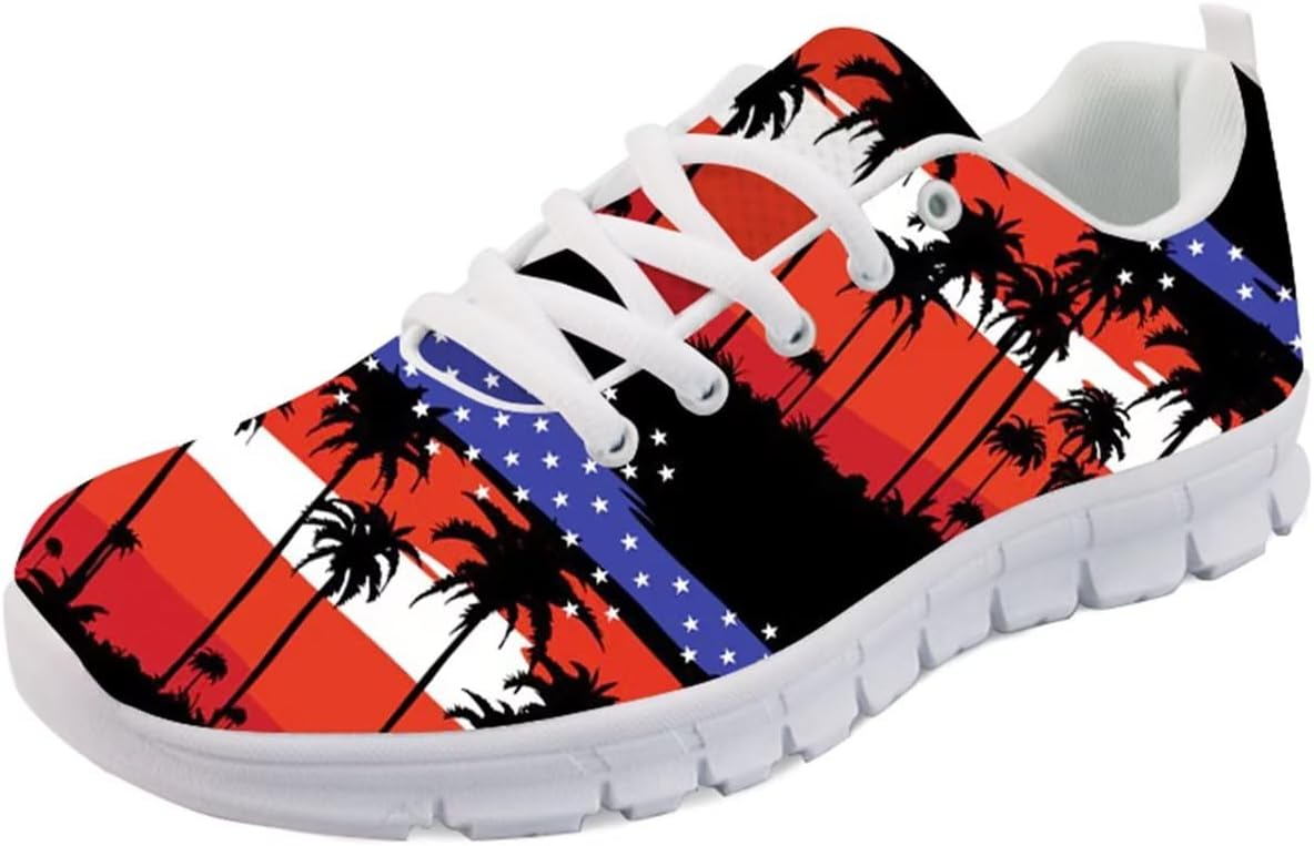 

Кроссовки Forchrinse Cute Sunglasses Puppy унисекс, противоскользящие, мягкие, легкие для ходьбы и бега, American Flag Palm Tree