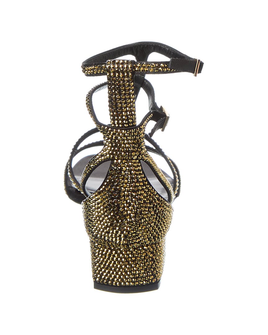 Roger Vivier Strass Satin Sandal, черный — фото 3