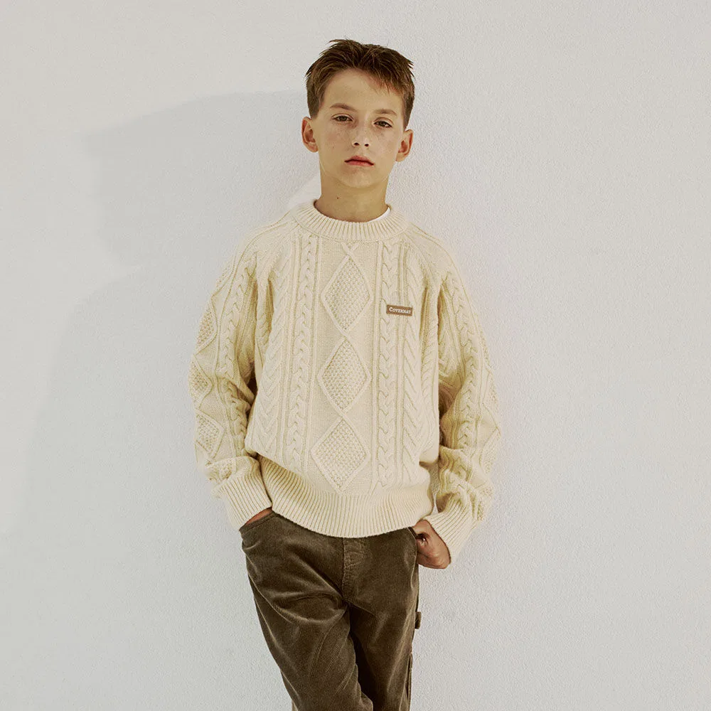 Детский свитер Cable Texture айвори от Covernat Kids