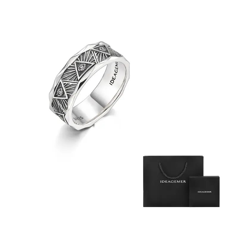 

IDEAGEMER Кольцо из стерлингового серебра 925 пробы с регулируемым размером Opening Men's
