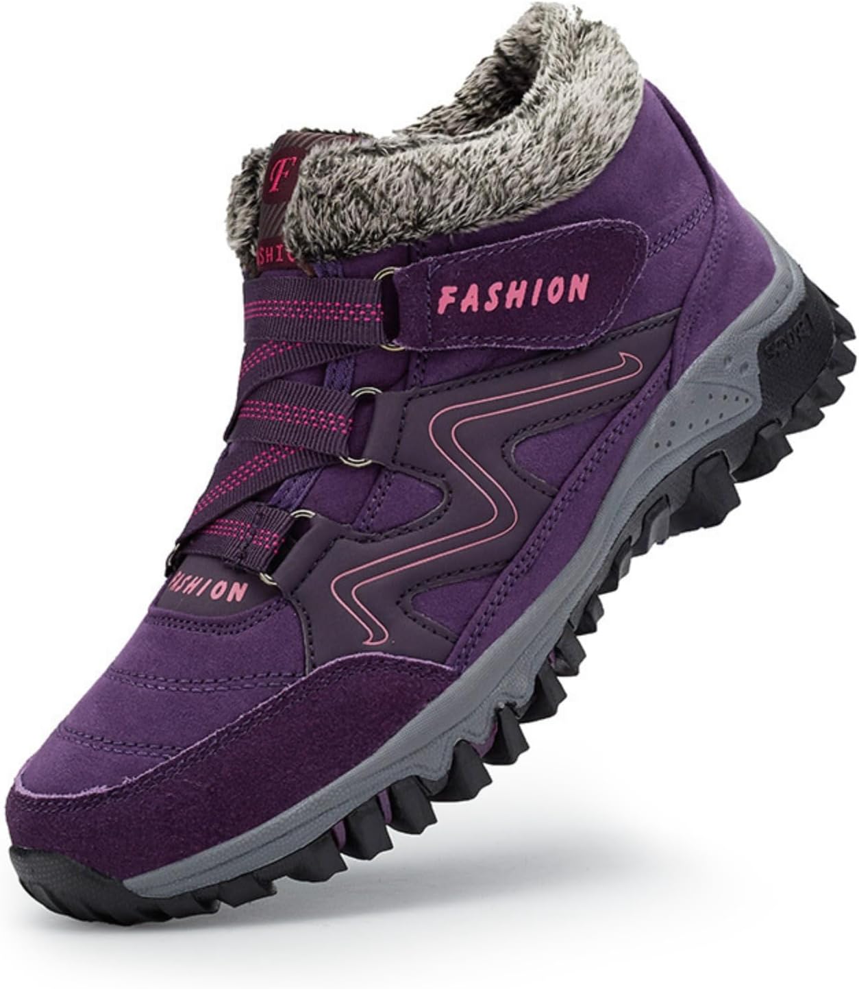 

Зимние сапоги Azttoztto для женщин с утепленной платформой и искусственным мехом, нескользящая подошва из резины, универсальная обувь для улицы, фиолетовый
