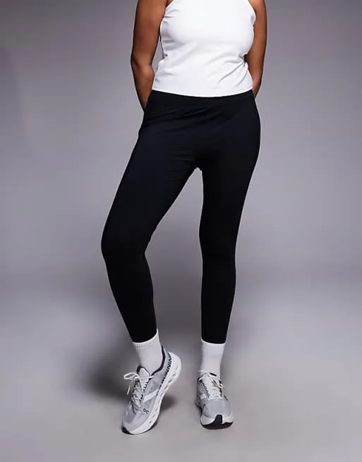 

4505 Черные леггинсы для бега с активной завязкой на талии и карманом для телефона Curve Icon