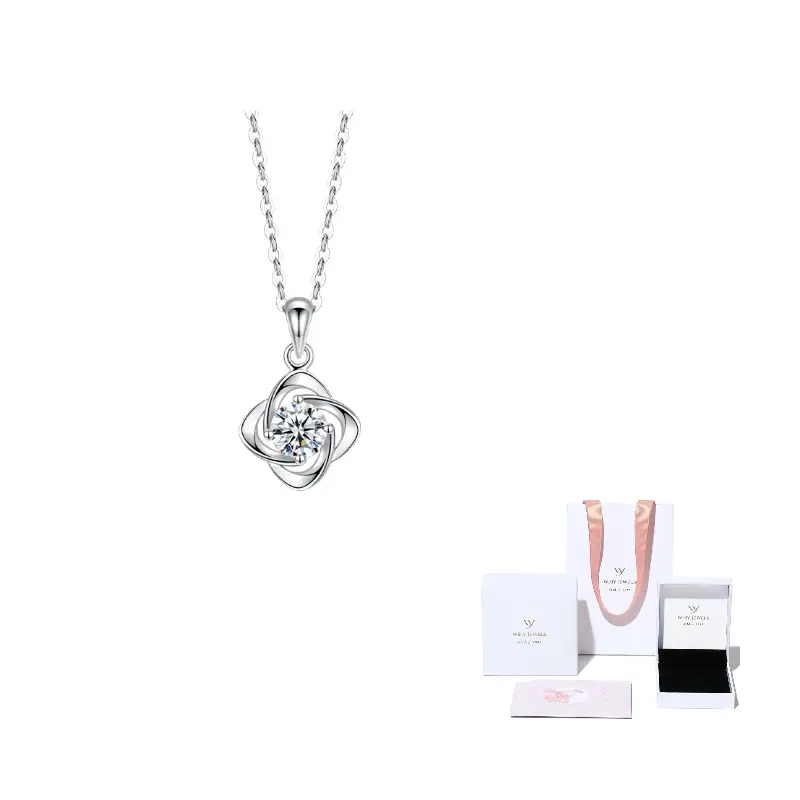 

WINY 999 Fine Silver Necklaces Women's Sterling Silver Niche Collarbone Chain Pendant, Versatile Box