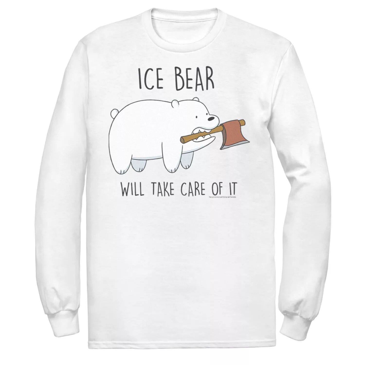 

Мужская футболка с длинными рукавами Cartoon Network Bare Bears Ice Bear Take Care Of It Axe Licensed Character