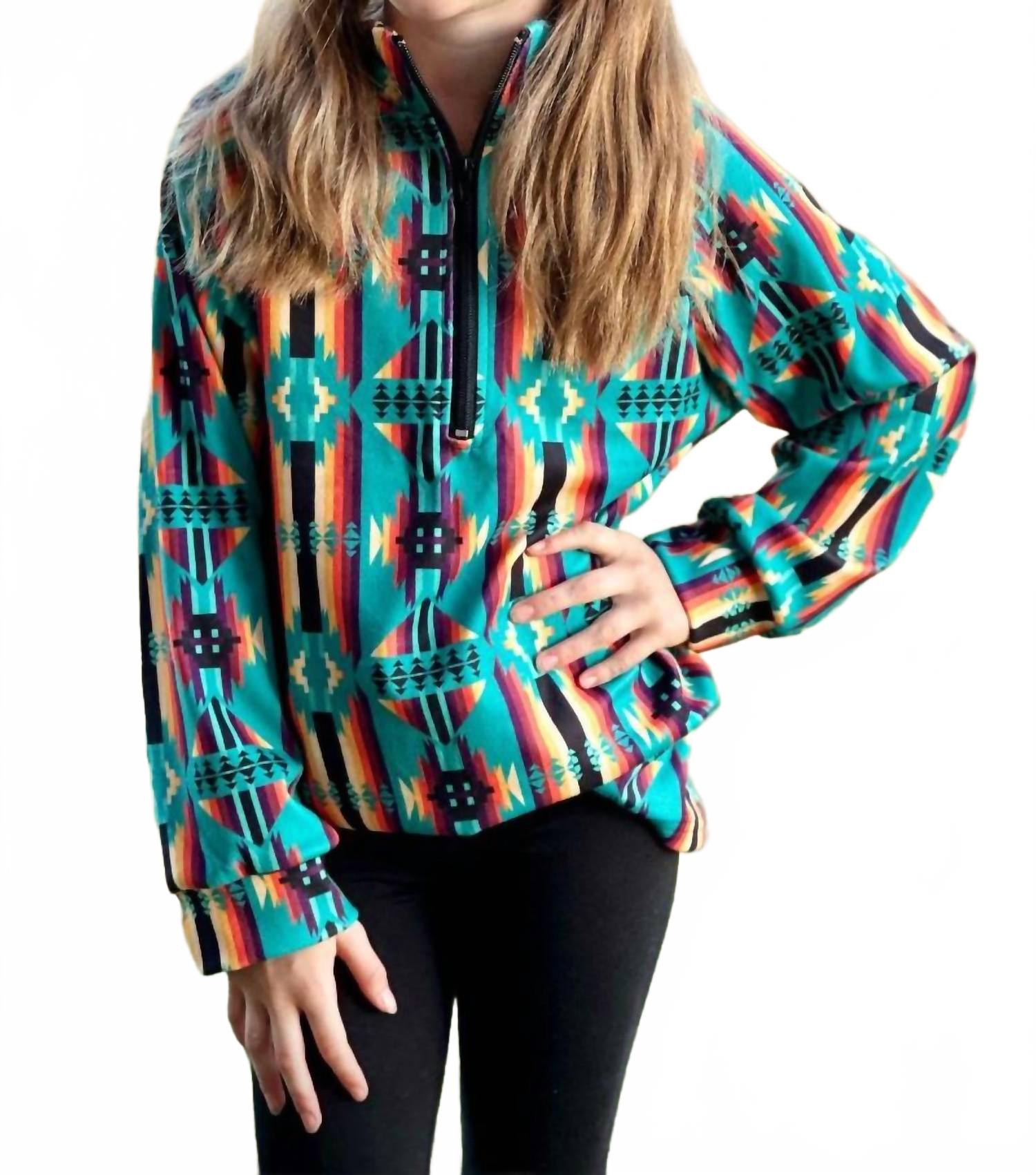 

Sterling Kreek Миниатюрный прочный пуловер в стиле ранчо бирюзового цвета