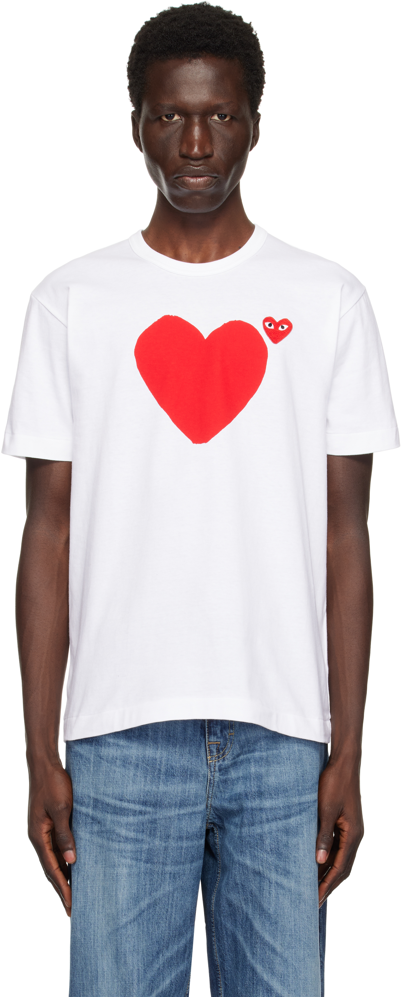 

Футболка с надписью «Двойные сердца на спине» COMME des GARcONS PLAY