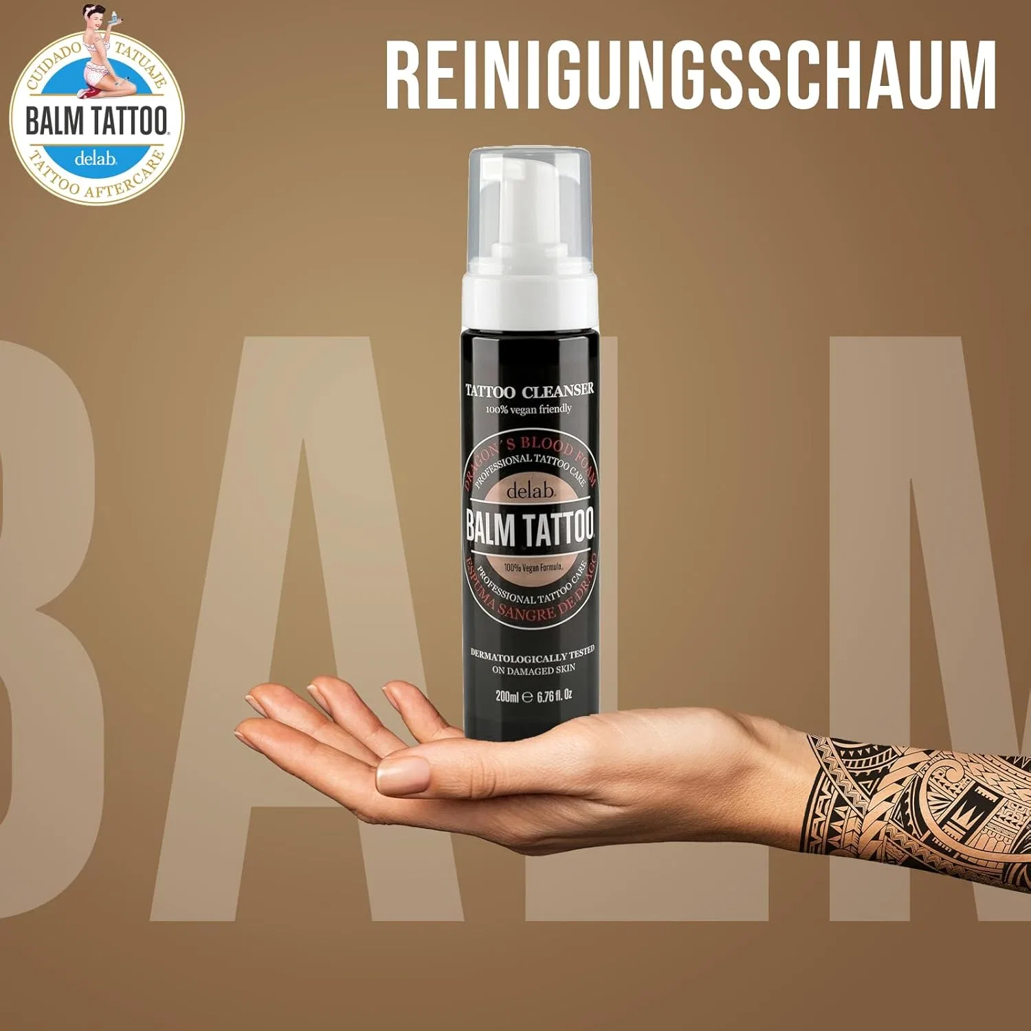 Профессиональная пенка для очищения татуировок BALM TATTOO Cleansing Foam 200 мл Balm Tattoo — фото 2