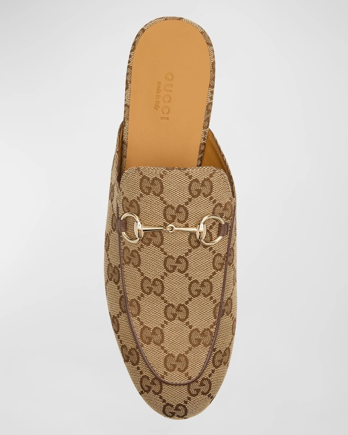 Мюли-лоферы из парусины Princetown с узором GG Gucci, цвет Beige Ebony — фото 4