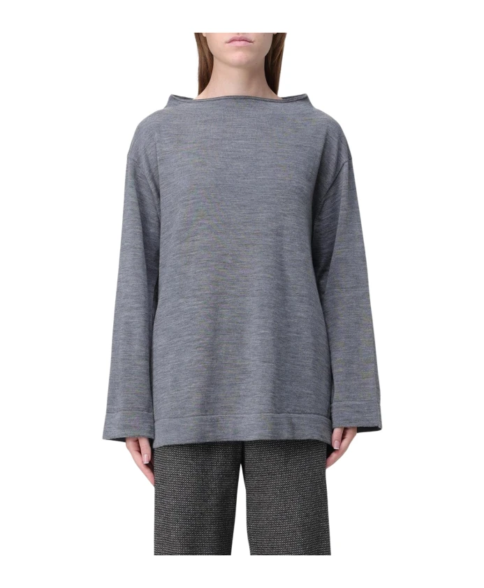 

Серый шерстяной свитер с вырезом-лодочкой Liviana Conti, серый