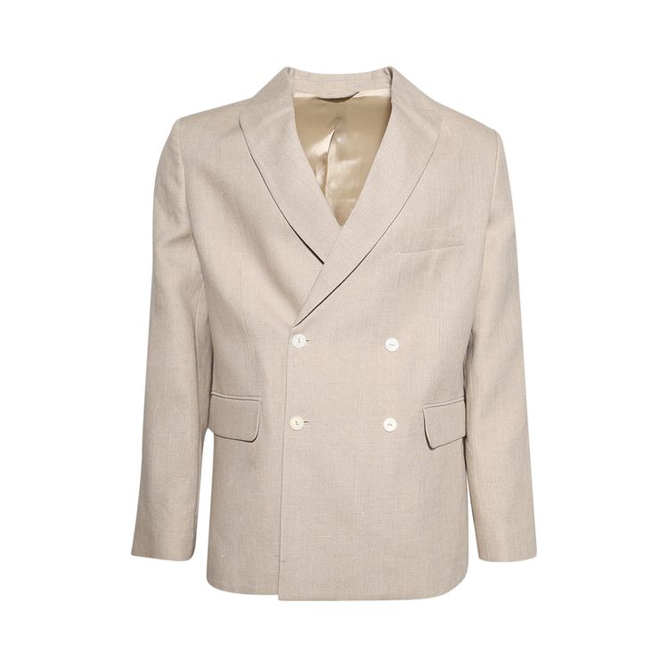 

Куртка Bode Lightweight Linen Double-Breasted Suit Jacket 'Wheat', желто-коричневый