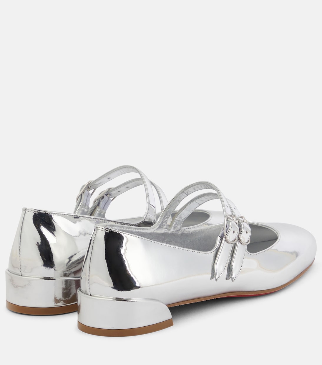 Sweet Jane блестящие кожаные балетки Mary Jane Christian Louboutin, Silver/ Lin Silver — фото 3