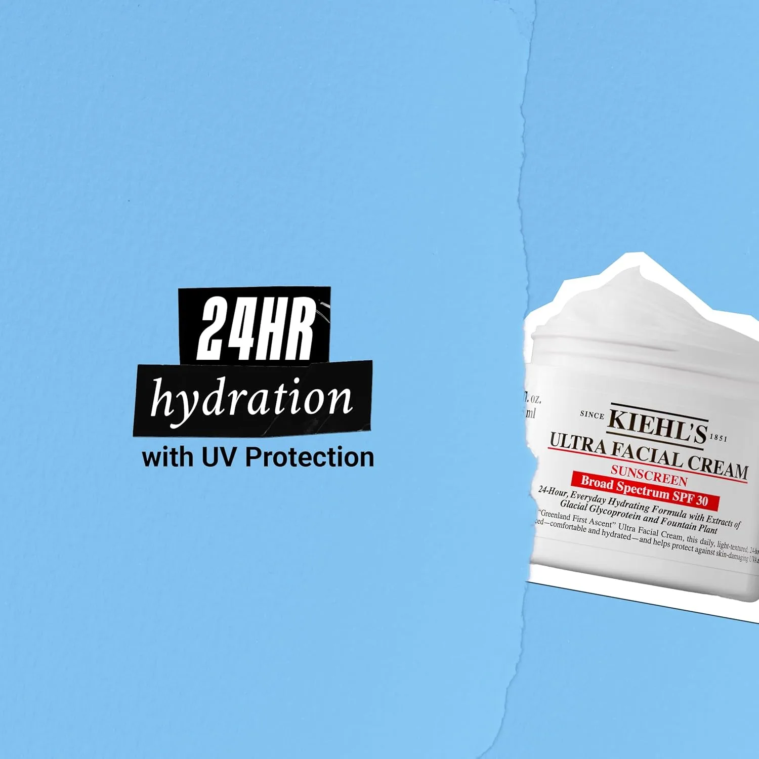Kiehl's Ultra Facial Cream с SPF 30, легкий ежедневный увлажняющий крем для всех типов кожи, 24-часовая гидратация, защита от ультрафиолета, нежирный, быстро впитывается, с гликопротеином 124 мл / 125 мл — фото 4