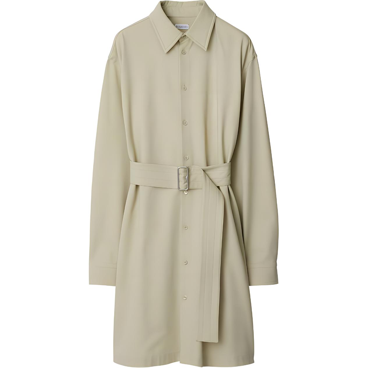 Платье-рубашка Burberry с поясом и вырезами, светло-бежевый — фото 3