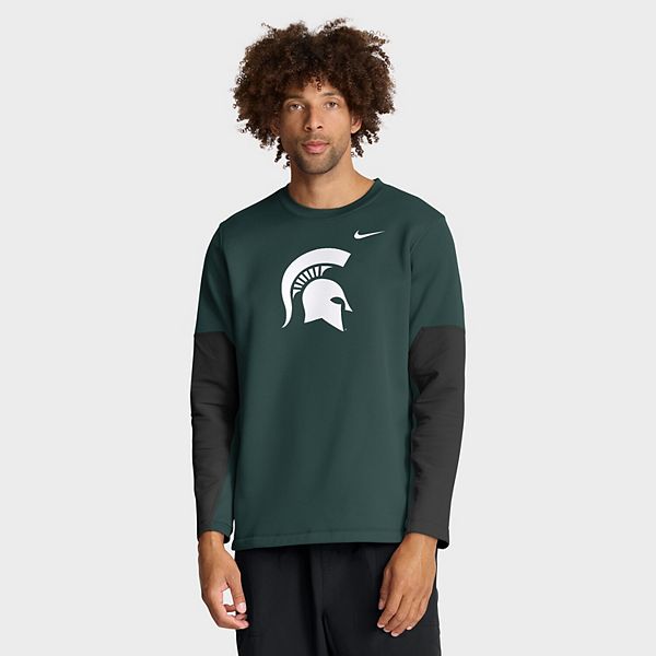 Мужская зеленая футболка с длинным рукавом michigan state spartans 2025 sideline coach performance Nike — фото 2