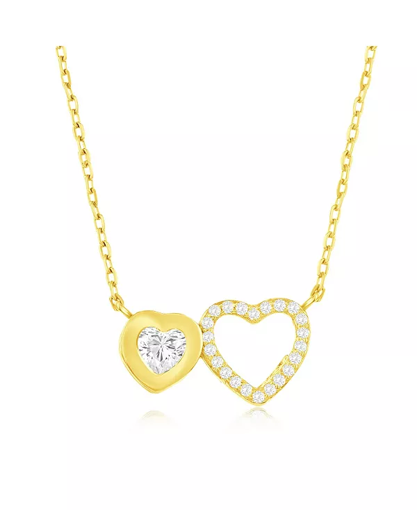 

Серебряное ожерелье с двумя фианитами в форме сердца Simona, gold