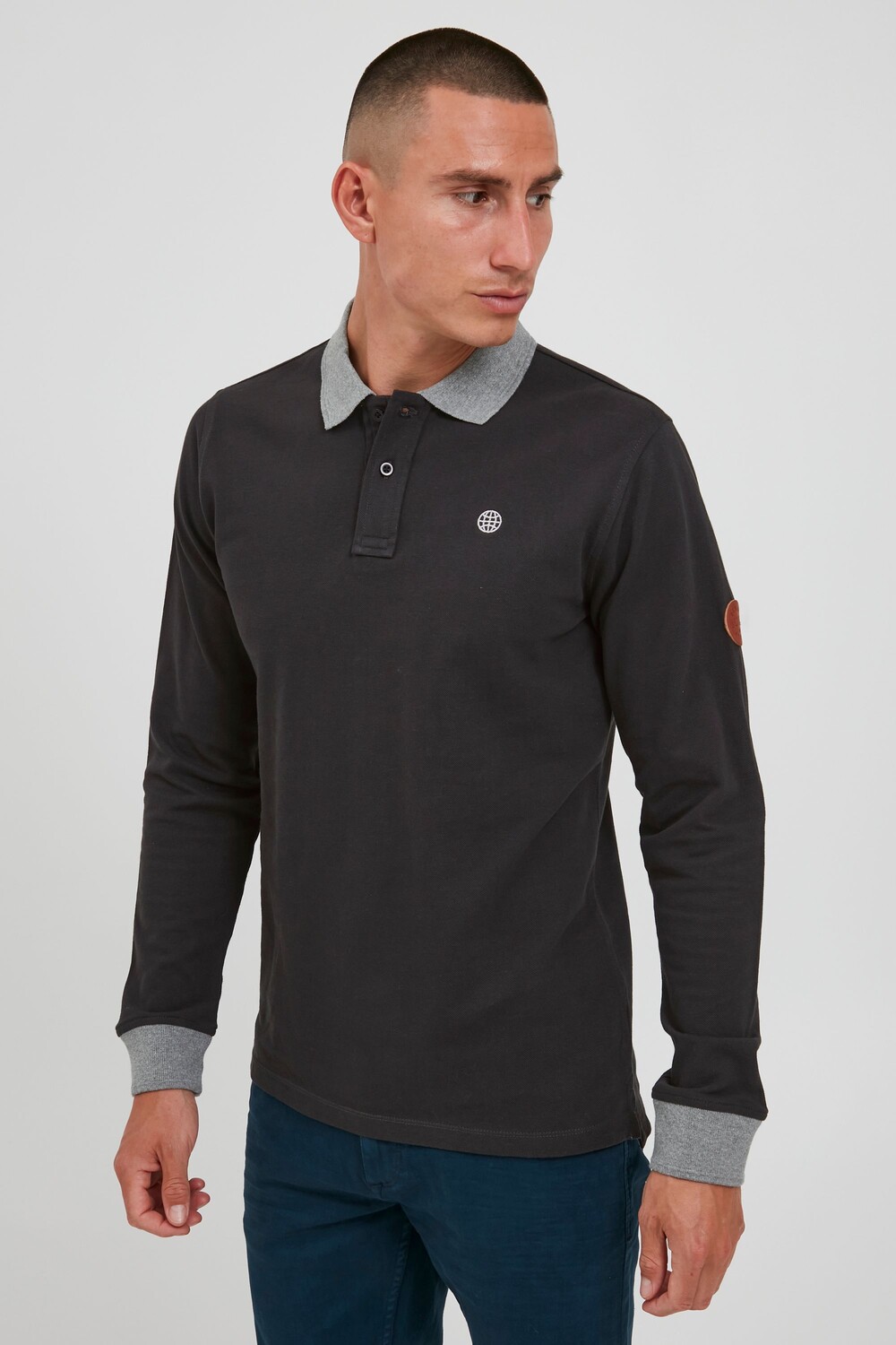

Лонгслив BLEND Langarm Poloshirt, серый
